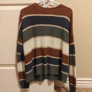 Striped Knit Long-Sleeve Sweater